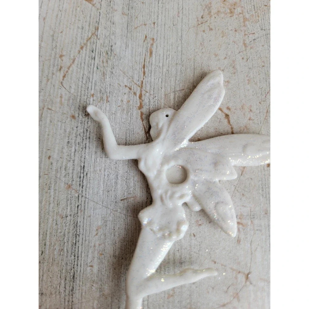 Vintage fairy white porcelain ornament Xmas elf pixie unique home decor figure